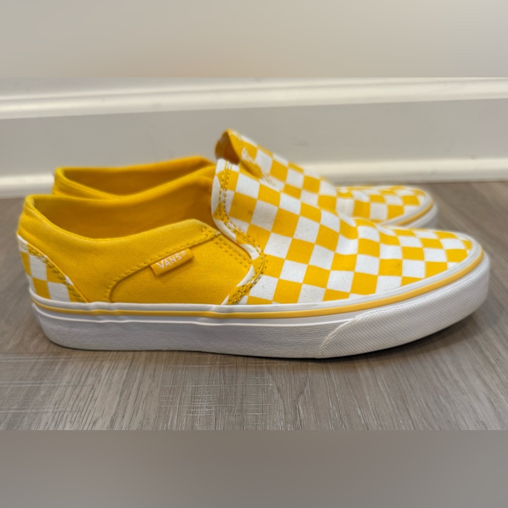 Vans Checkerboard Slip Ons Yellow White Size 7 Women’s Classic Skate Shoes